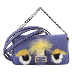 Fendi Monster Baguette Leather and Fur Micro