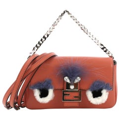 Fendi Monster Baguette Leather and Fur Micro