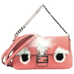 Fendi Monster Baguette Leather and Fur Micro