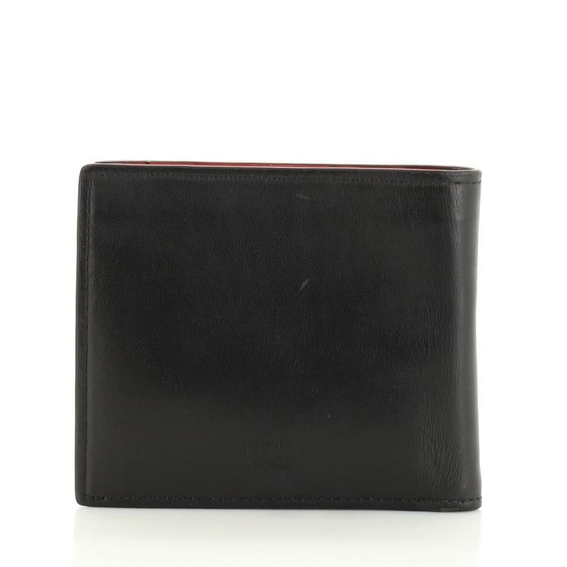 Black Fendi Monster Bifold Wallet Leather Compact