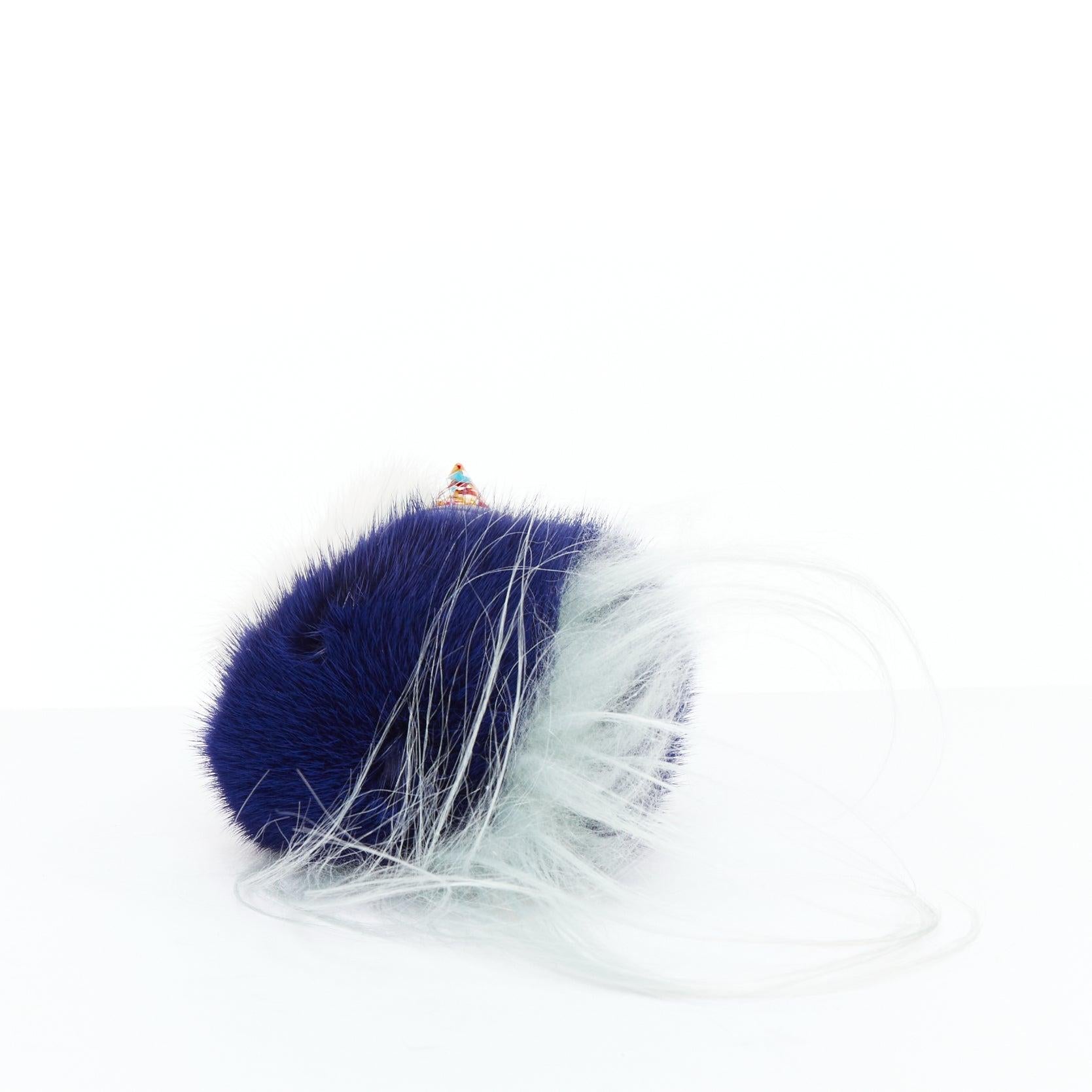 Women's FENDI Monster Birgami Bird cream blue fur owl bag charm For Sale