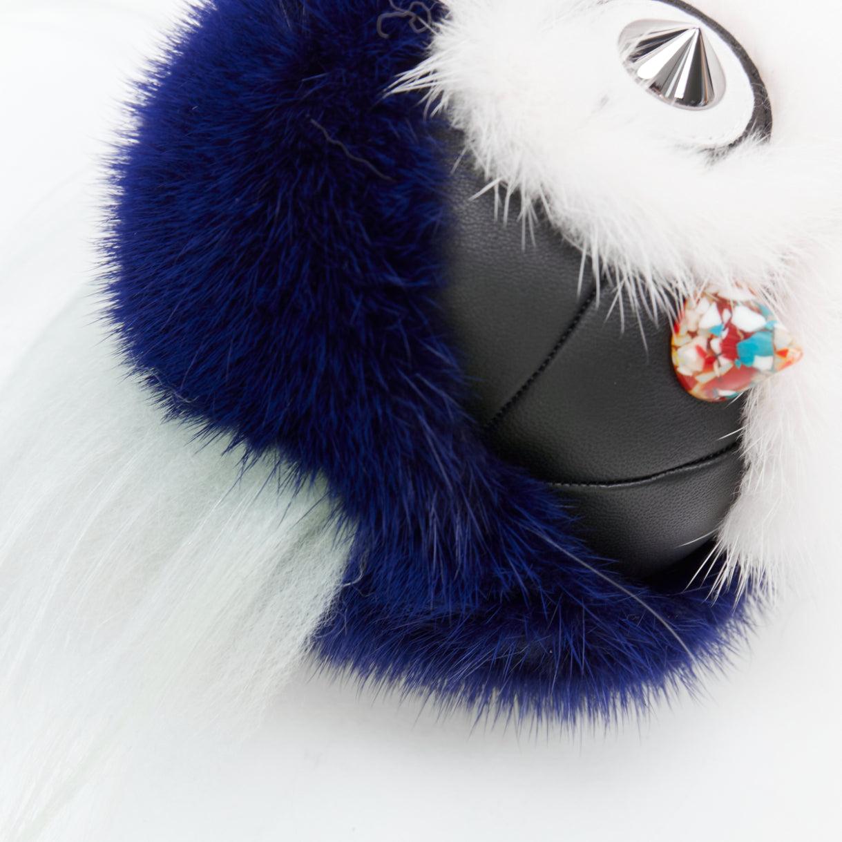 FENDI Monster Birgami Bird cream blue fur owl bag charm For Sale 1