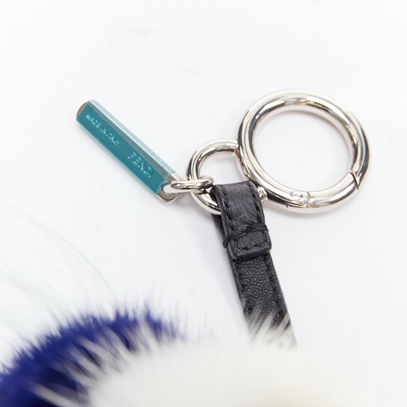 FENDI Monster Birgami Bird cream blue fur owl bag charm For Sale 2