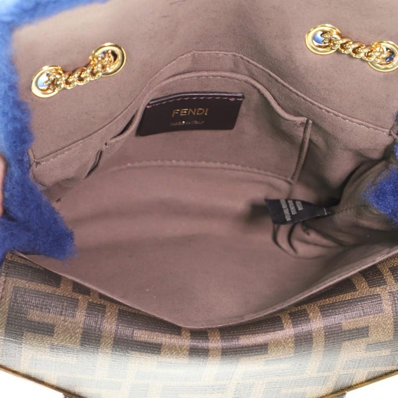 Fendi Monster Bug Chain Shoulder Bag Shearling with Zucca Coated Canvas M In Good Condition In NY, NY