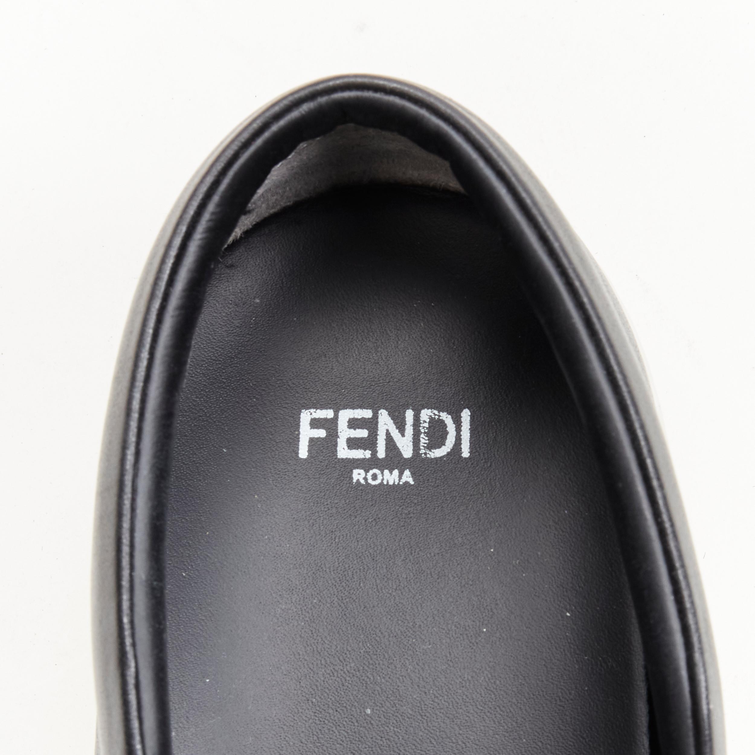 FENDI Monster Bug Eye black yellow leather slip on skate sneakers shoes EU36.5 For Sale 2