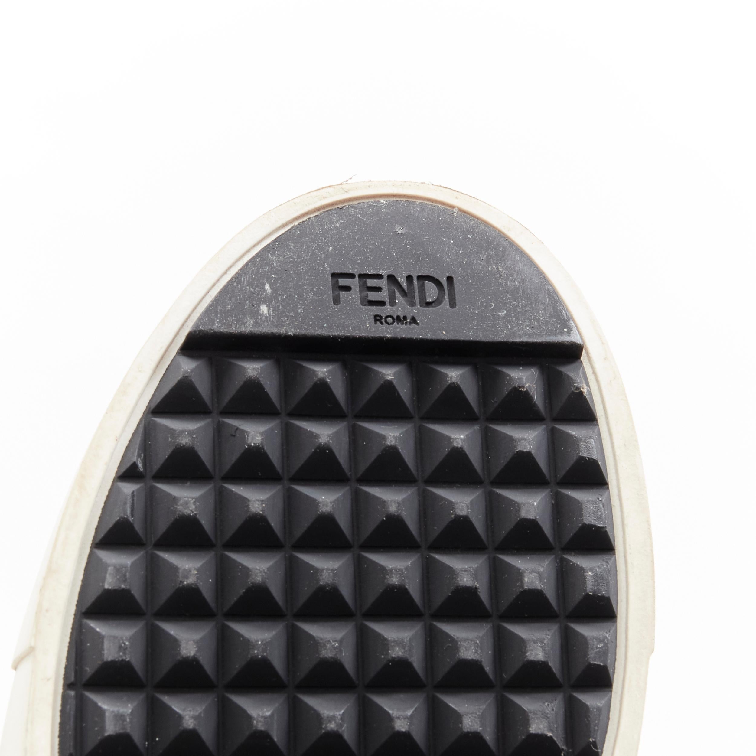 FENDI Monster Bug Eye black yellow leather slip on skate sneakers shoes EU36.5 For Sale 3