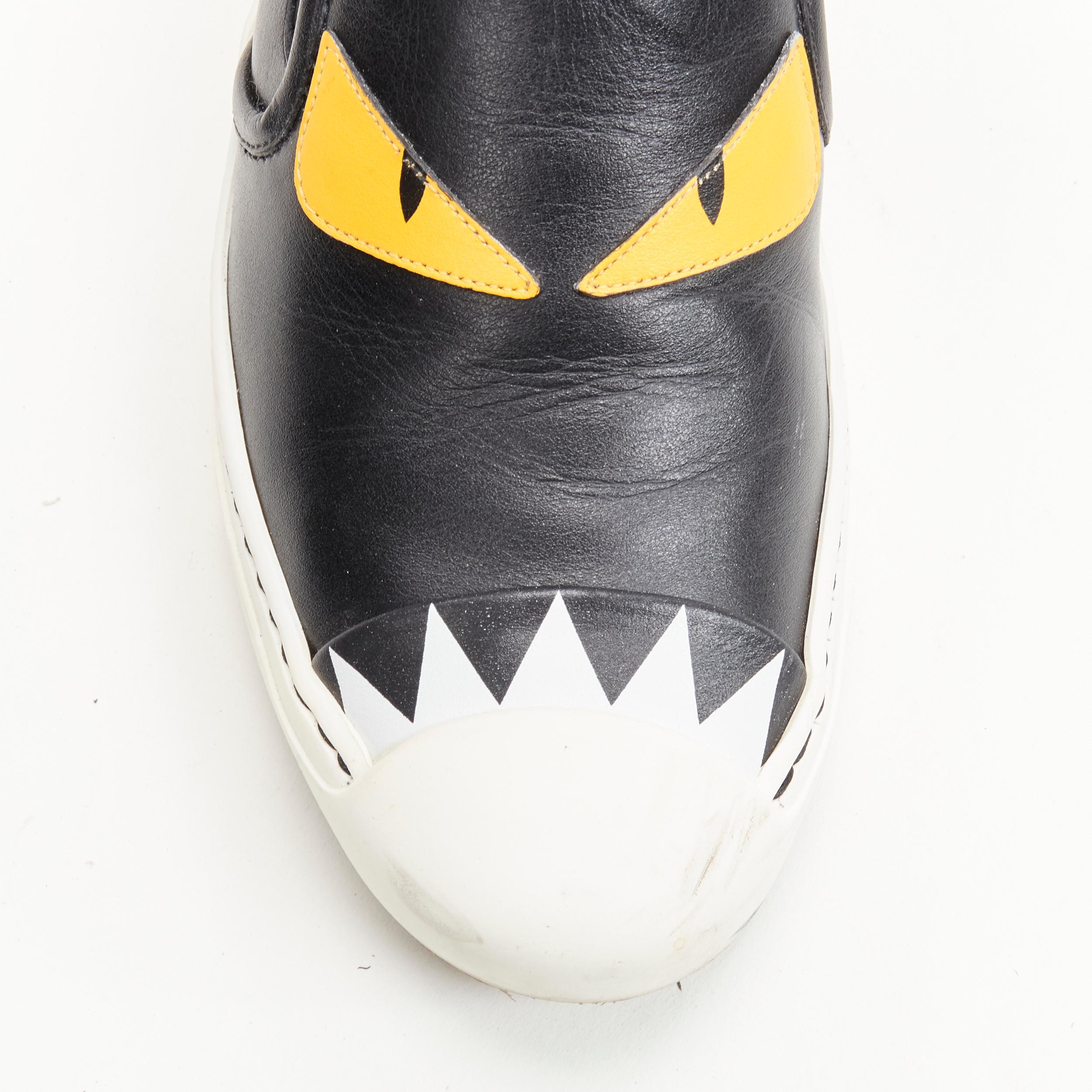 Gray FENDI Monster Bug Eye black yellow leather slip on skate sneakers shoes EU36.5 For Sale