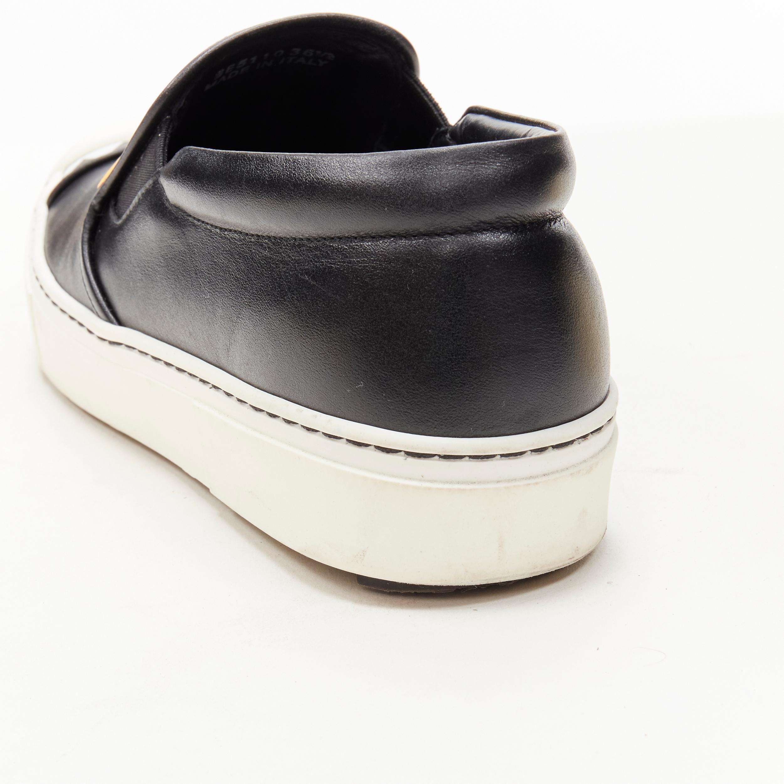 Women's FENDI Monster Bug Eye black yellow leather slip on skate sneakers shoes EU36.5 For Sale