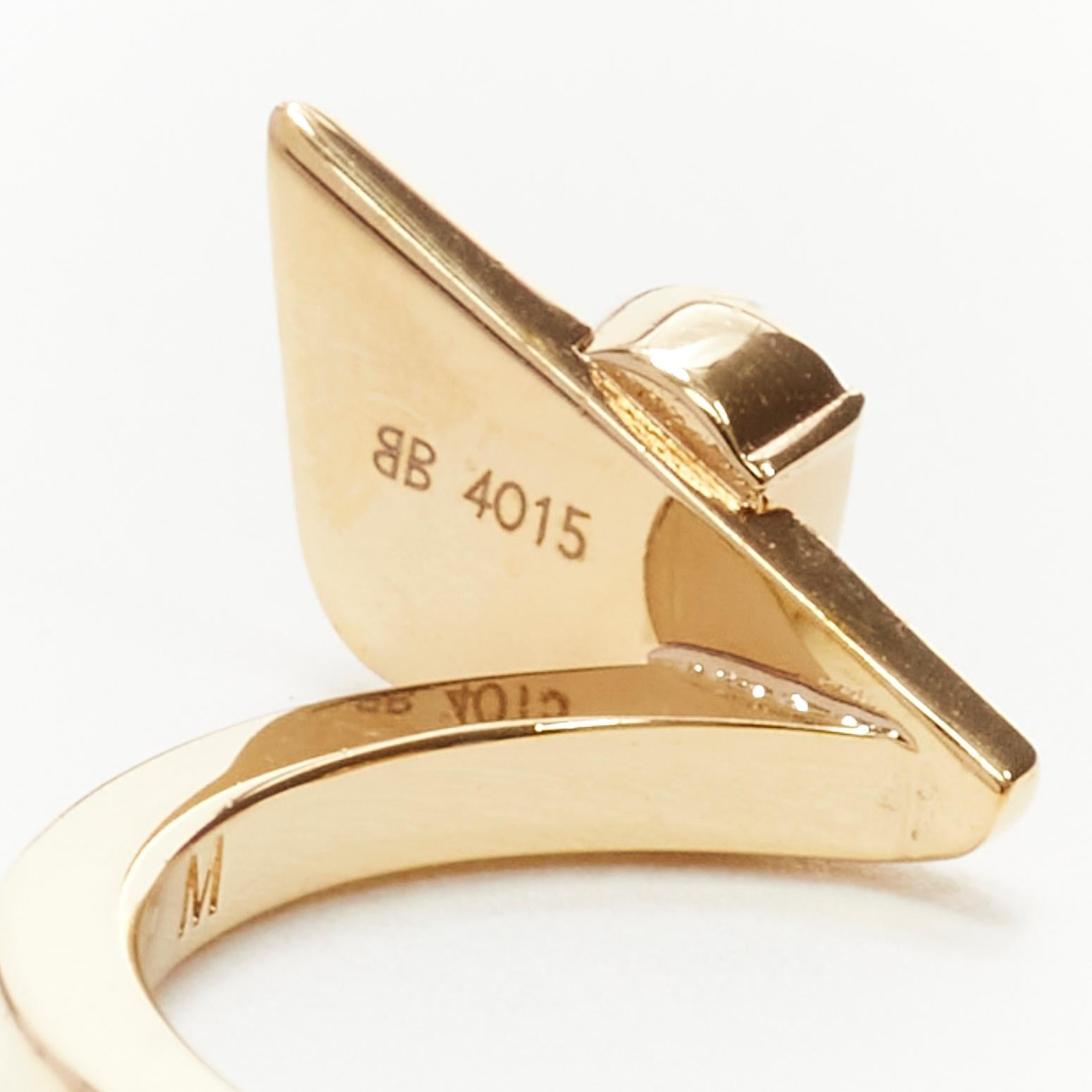 FENDI Monster-Busch-auge-Ringe aus Gold mit Kristallperlenverzierung US6,5 US4 im Angebot 1