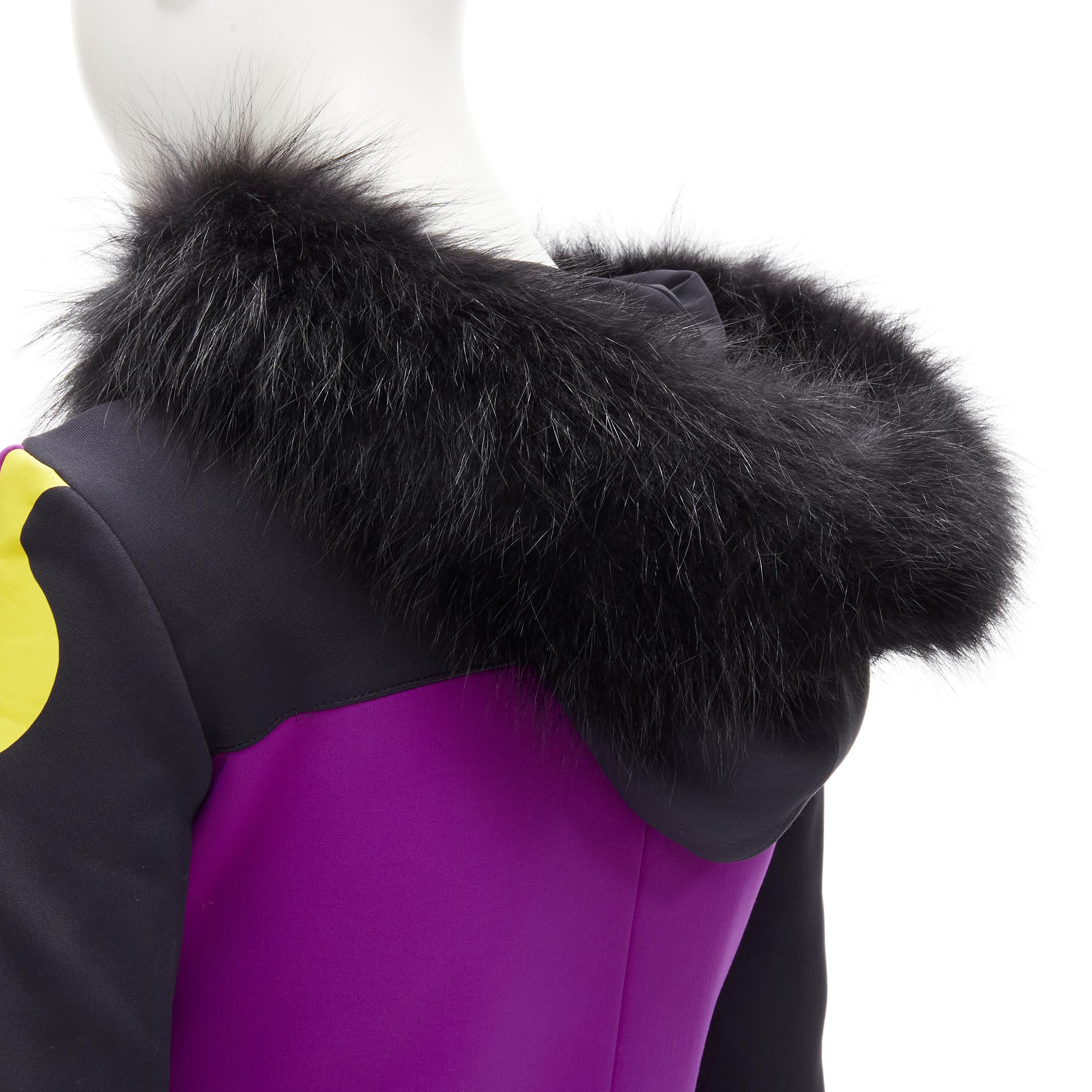 FENDI Monster Bug Eye purple technical scuba fur trim hood zip up jacket XS 1