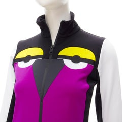 FENDI Monster Bug Eye purple yellow half zip pullover Activewear ski top XS