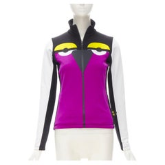 FENDI Monster Bug Eye purple yellow half zip pullover Activewear ski top XS
