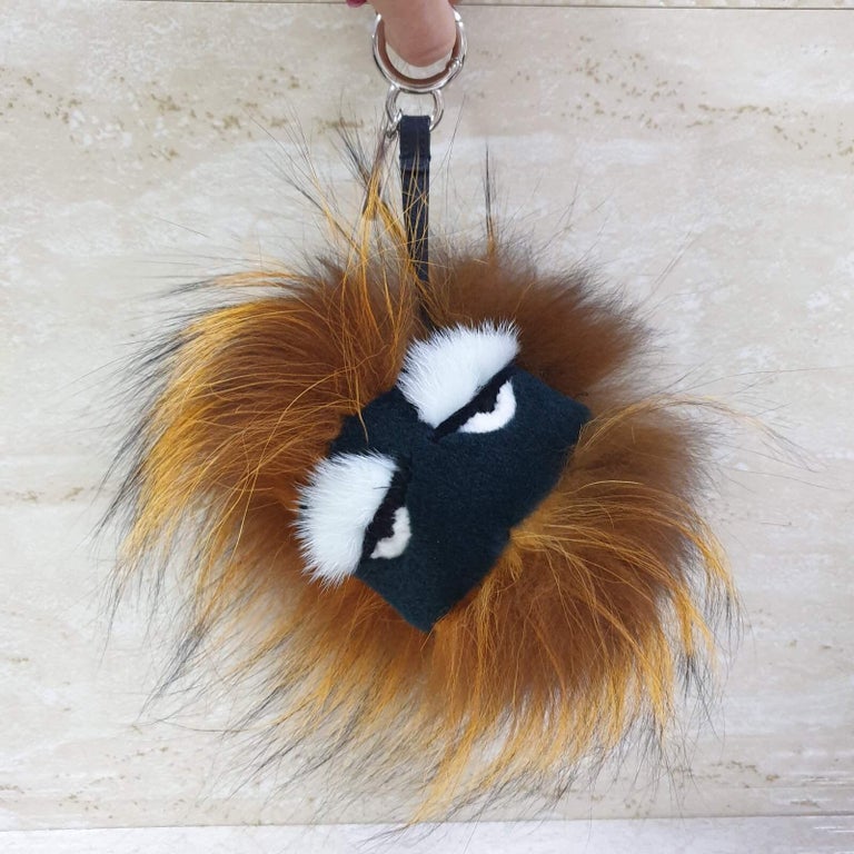 Fendi Fox and Shearling Fur Monster Bag Charm For Sale at 1stDibs