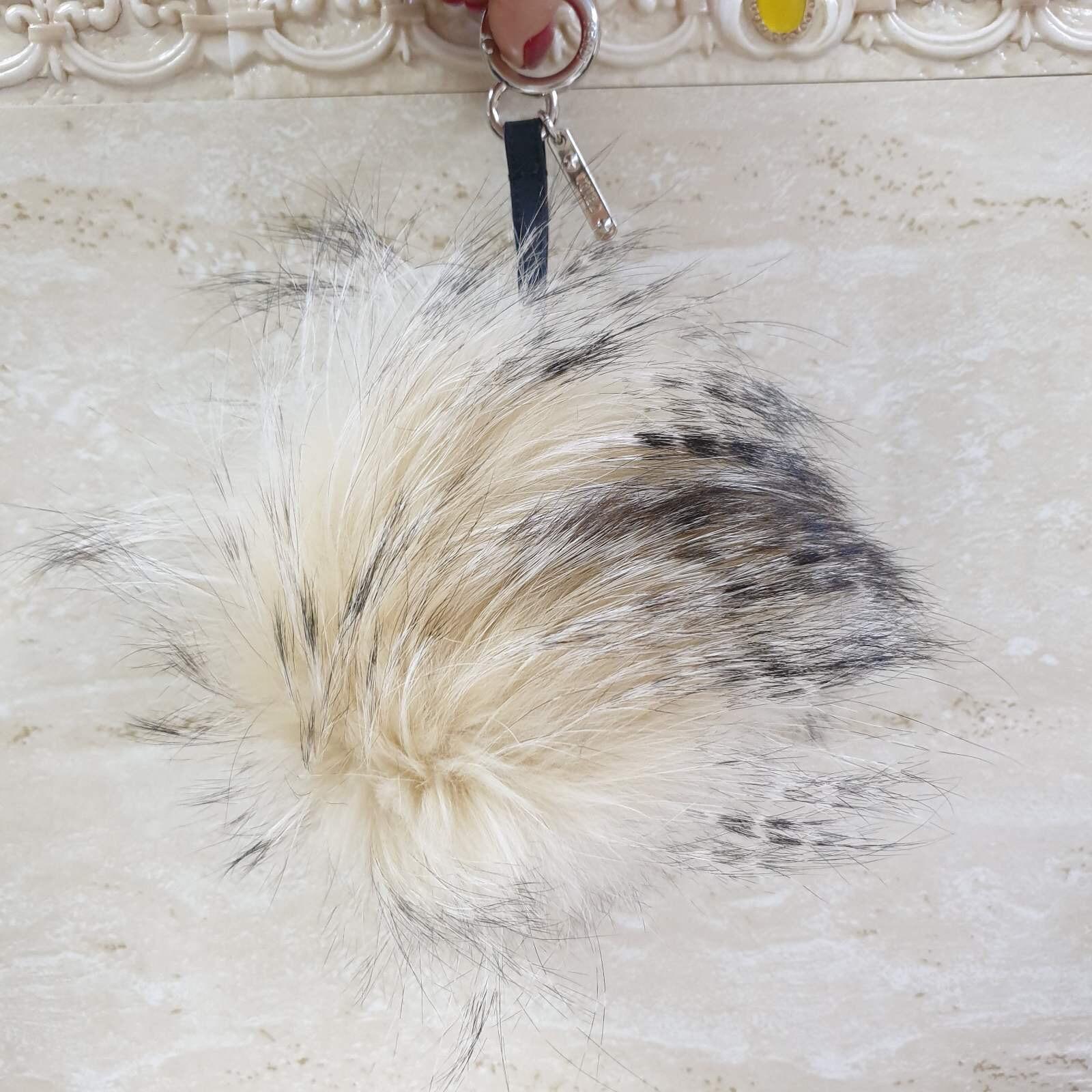 Gray Fendi Monster Bugs Bag Charm Fox Mink Fur Multicolor