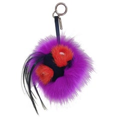 Fendi Monster Bugs Bag Charm Fox Mink Fur Multicolor 