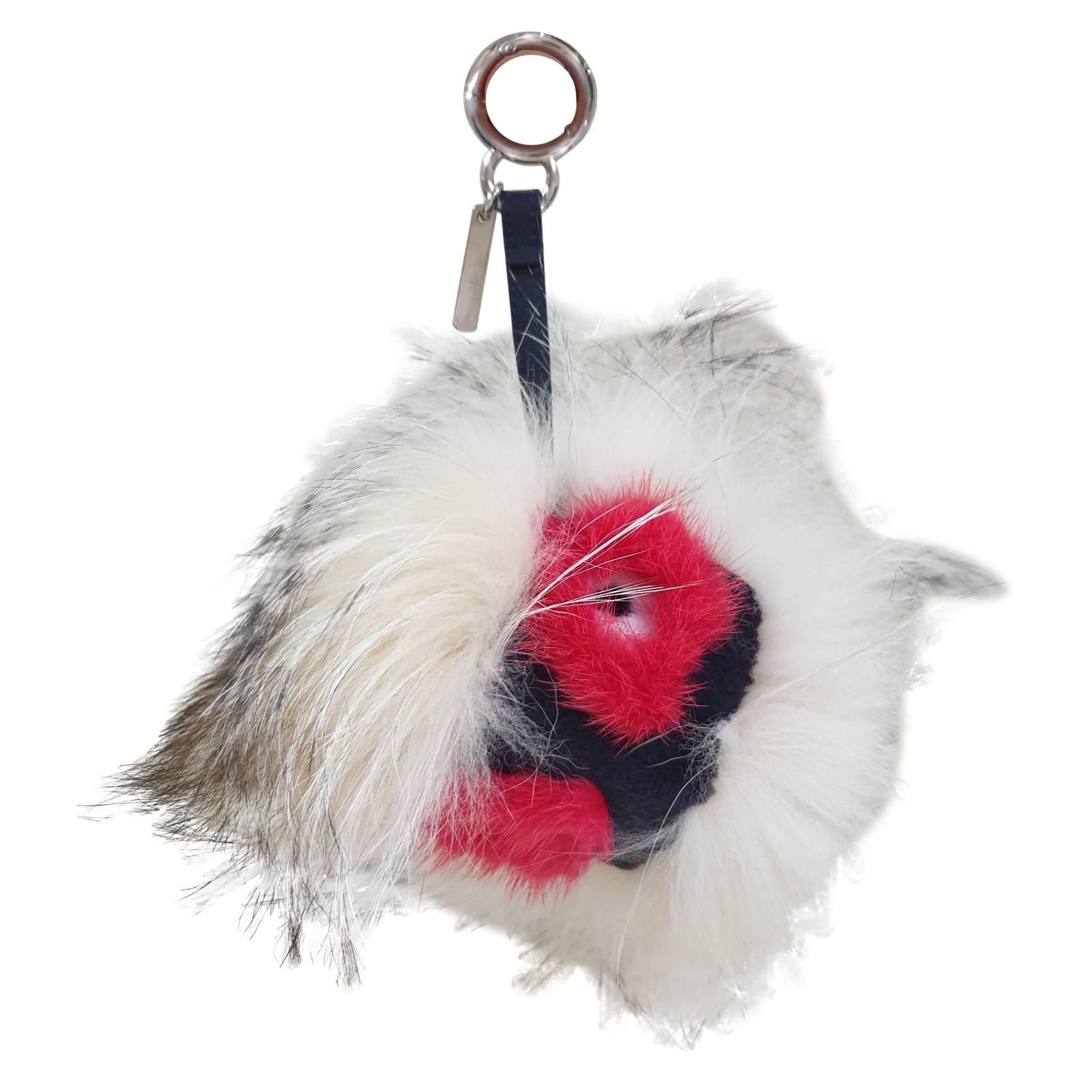 Fendi Monster Bugs Bag Charm Fox Mink Fur Multicolor 