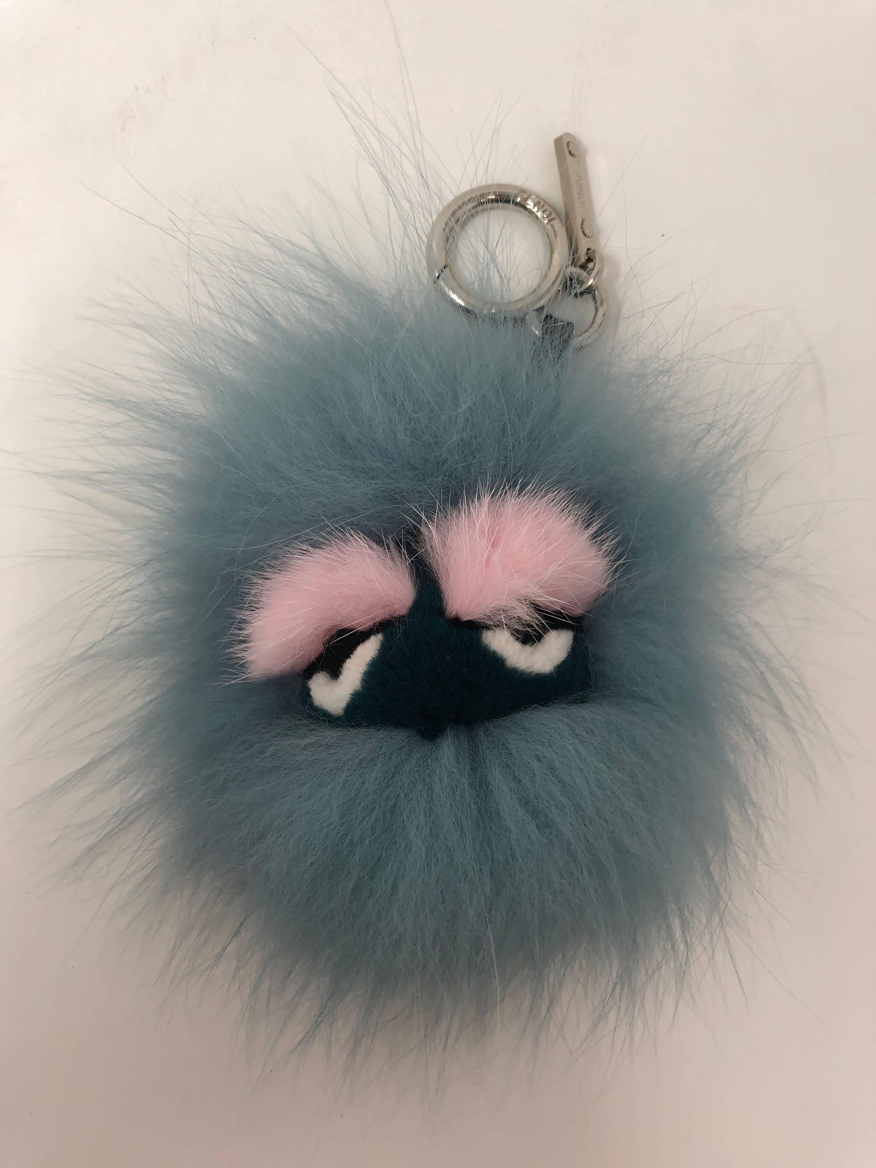 Gray Fendi Monster charm key holder