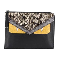 Fendi Monster Clutch Leather with Python and Crocodile Medium