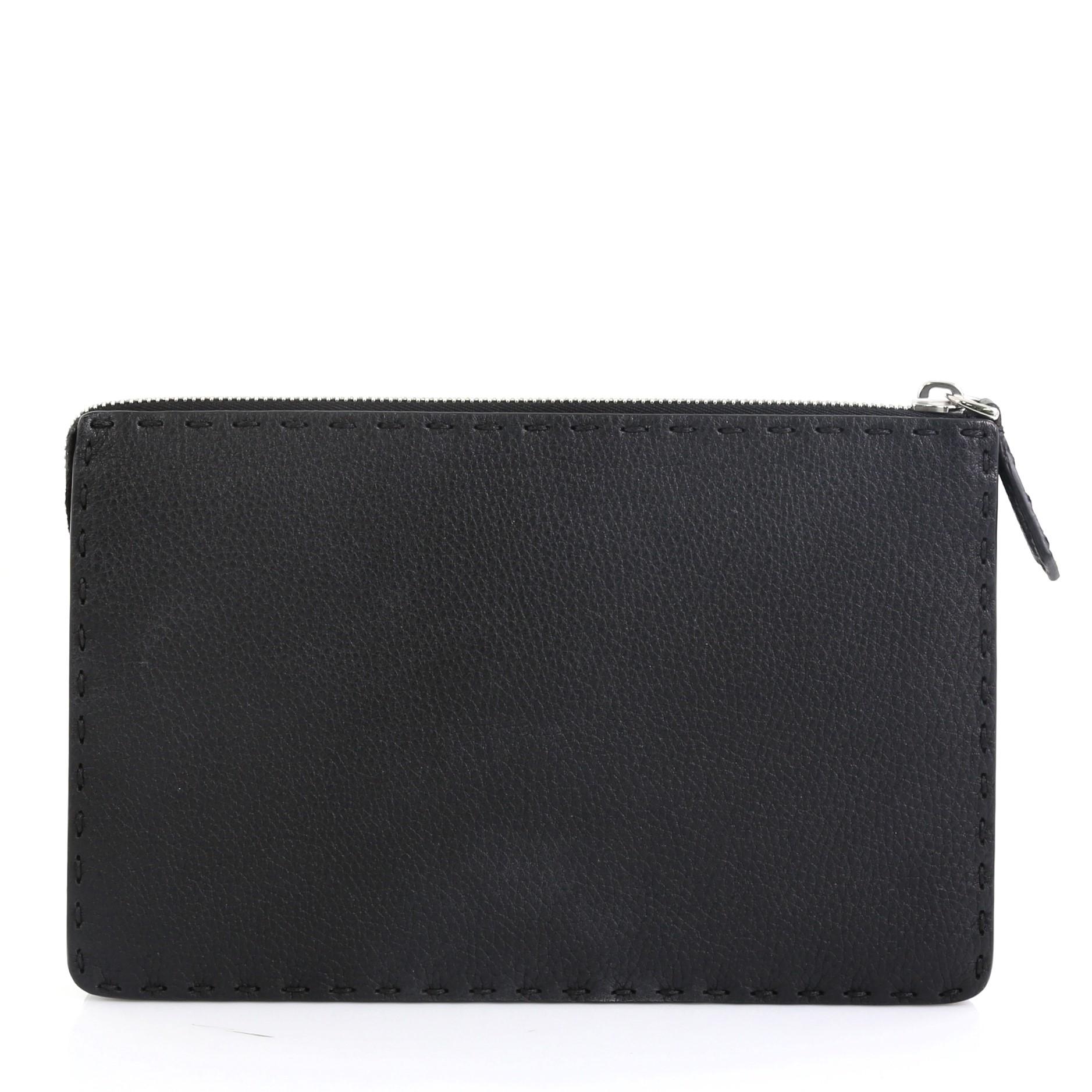 Fendi Monster Clutch Selleria Leather Small at 1stDibs
