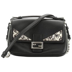 Fendi Monster Double Baguette Crossbody Bag Leather With Python Micro 
