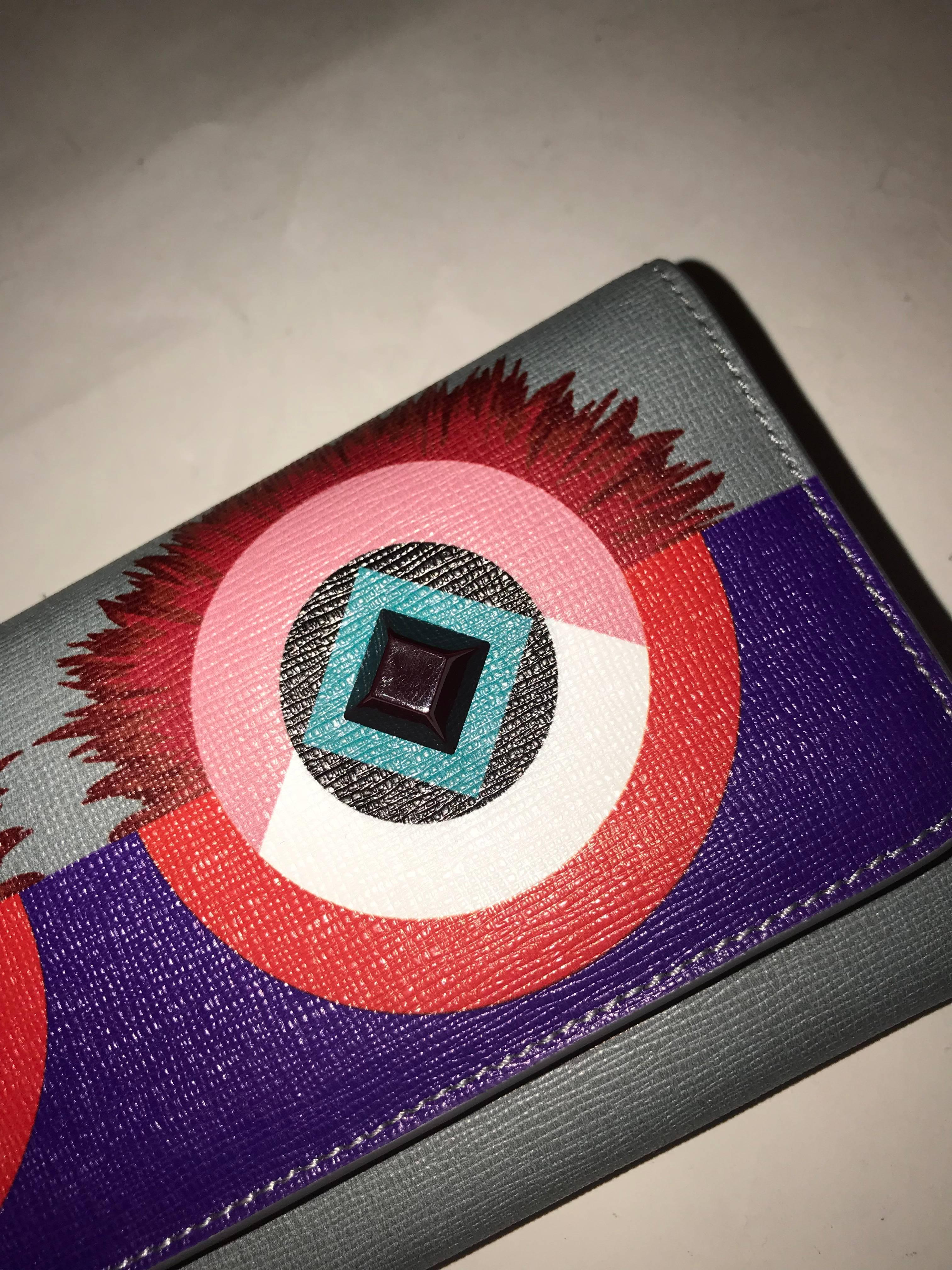 Fendi Monster Eyes Continental Flap Wallet In Excellent Condition In Roslyn, NY