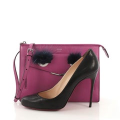 Fendi Monster Front Pocket Clutch Leather with Fur