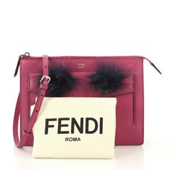 Fendi Monster Front Pocket Clutch Leather with Fur