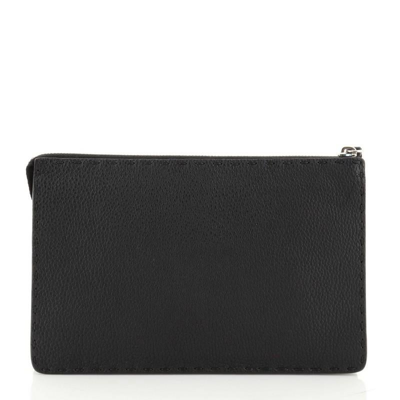 Black Fendi Monster Handle Clutch Leather Small