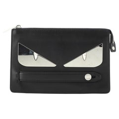 Fendi Monster Handle Clutch Leather Small