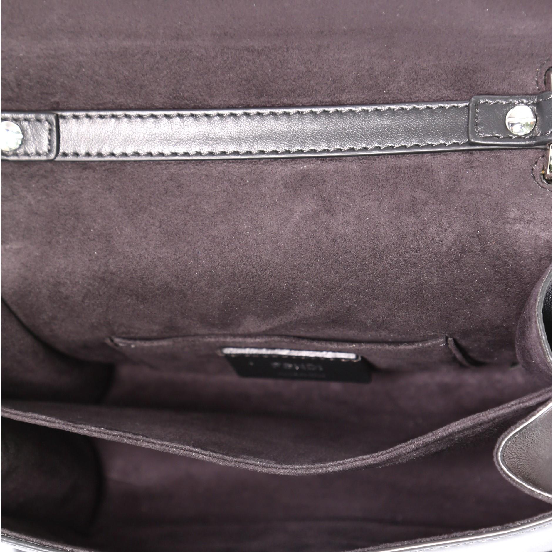 Black Fendi Monster Kan I Bag Fringe Leather Small