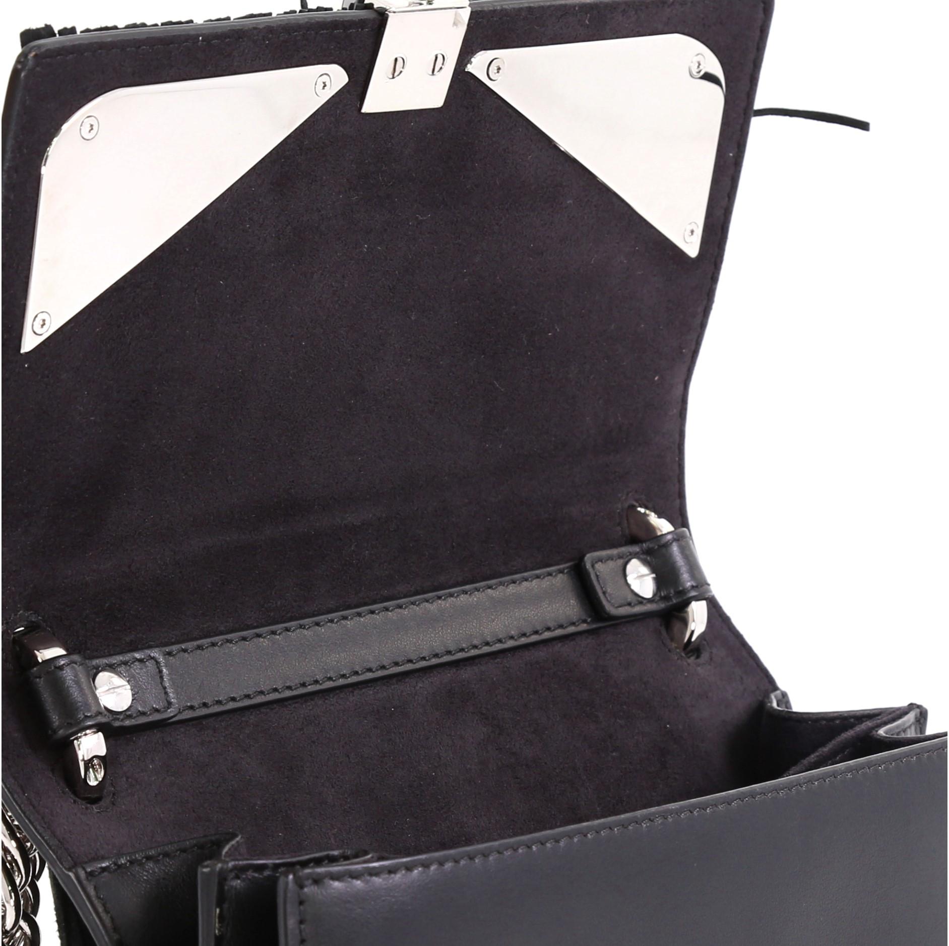 Fendi Monster Kan I Bag Fringe Leather Small In Good Condition In NY, NY
