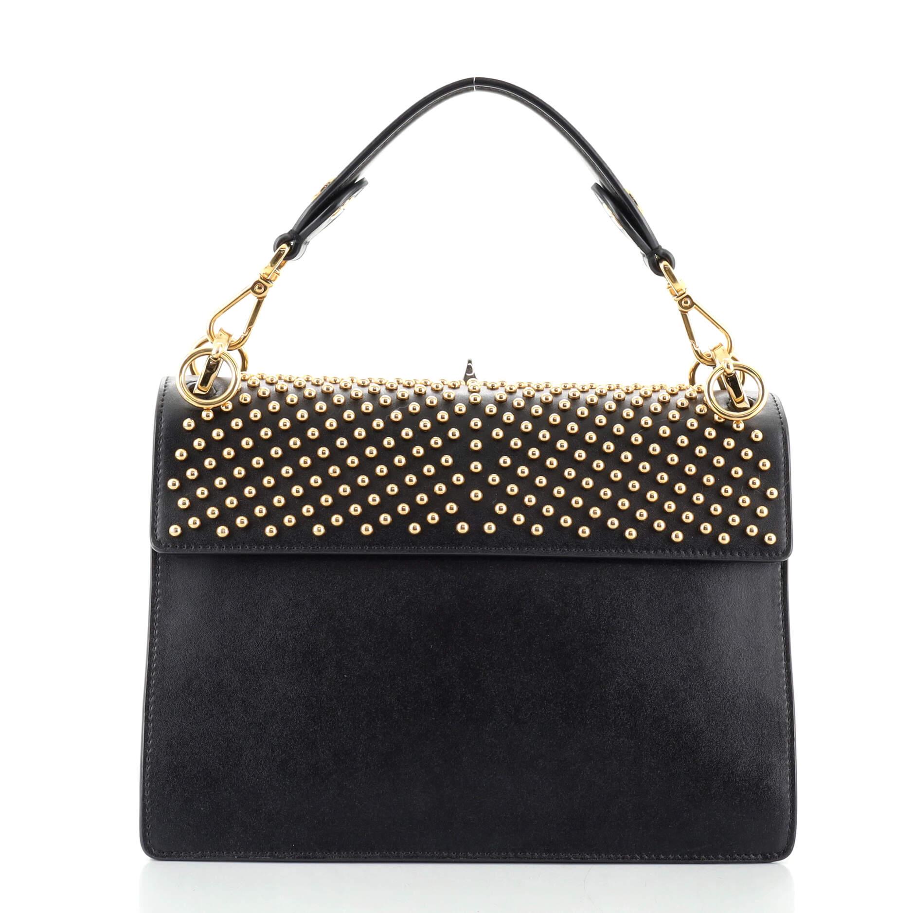 Black Fendi Monster Kan I Bag Studded Leather Medium