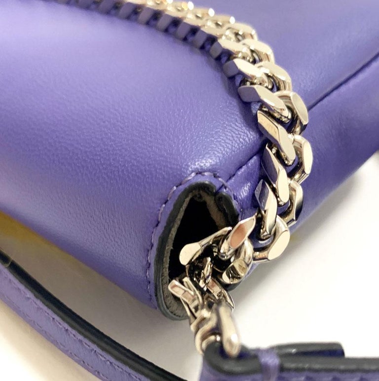 Baguette leather mini bag Fendi Purple in Leather - 36180743