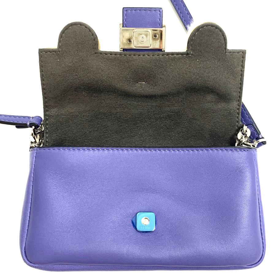 FENDI Monster Mini Baguette Bag In Purple Leather 4