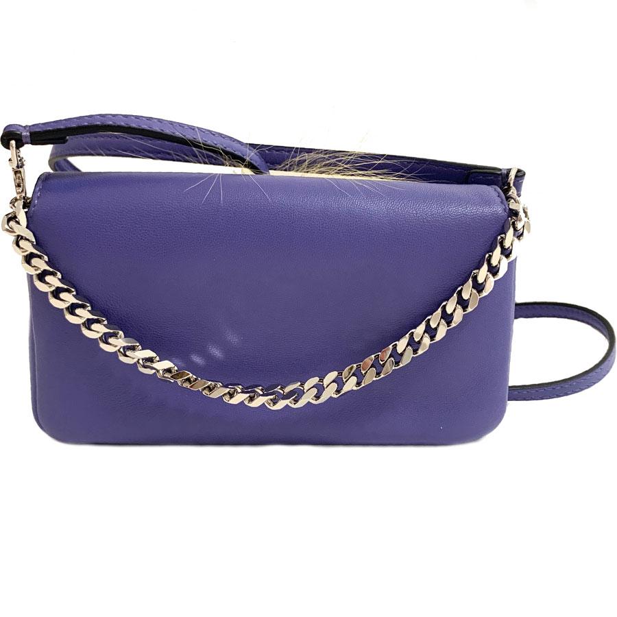 Gray FENDI Monster Mini Baguette Bag In Purple Leather