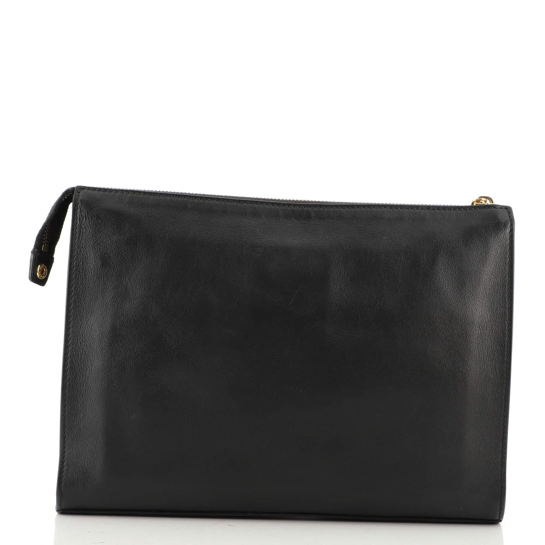 Black Fendi Monster Pouch Leather Small