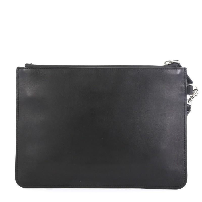 Black Fendi Monster Slim Pouch Leather Small