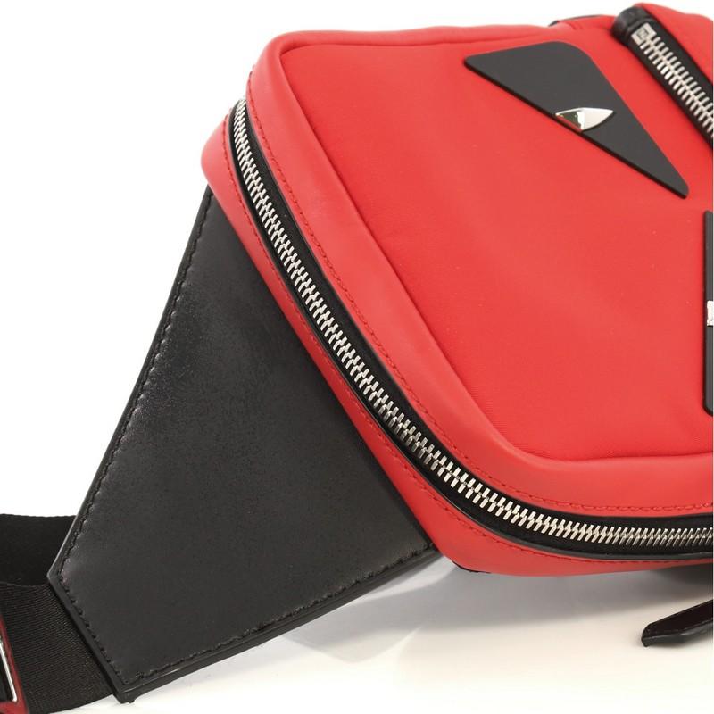 Fendi Monster Sling Bag Nylon and Leather Medium In Good Condition In NY, NY