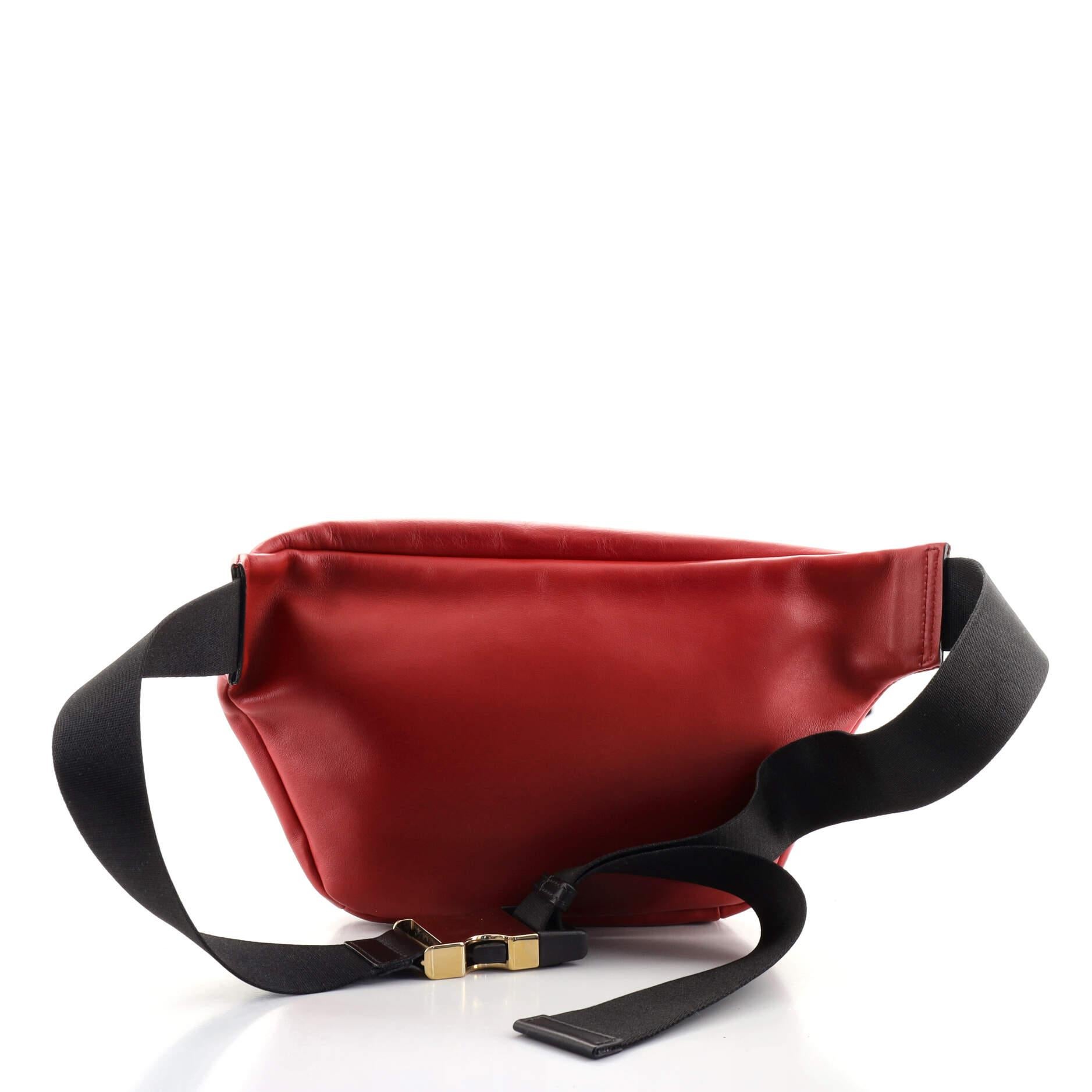 Red Fendi Monster Waist Bag Leather