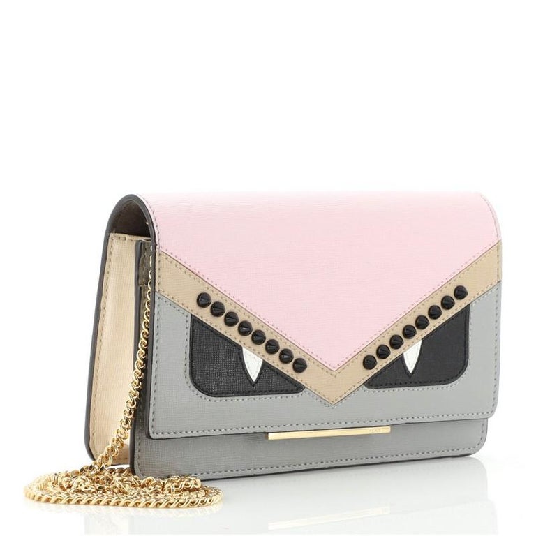 Fendi Monster Wallet on Chain Studded Leather at 1stDibs