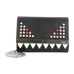 Fendi Monster Wallet On Chain Studded Leather 