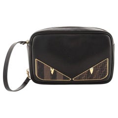 Fendi Monster Wristlet Pouch Studded Leather wtih Coated Zucca and Pequin