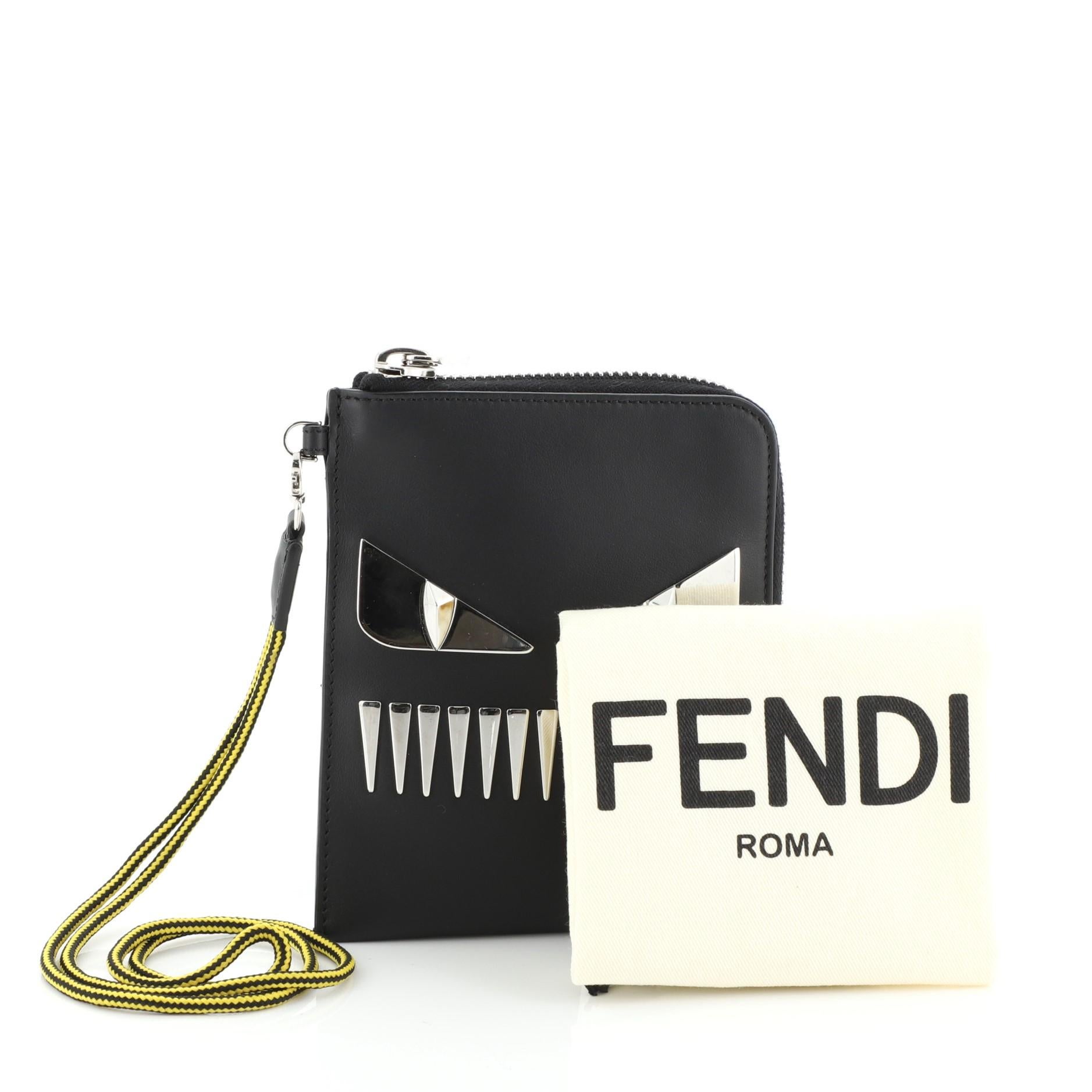 Fendi Monster Zip Around Passport Holder Leather Small at 1stDibs