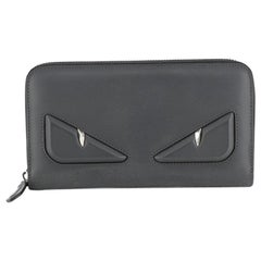 Fendi Monster Zip Around Wallet Leather Long