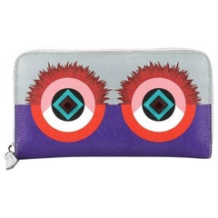 Fendi Monster Zip Around Wallet Printed Leather Long