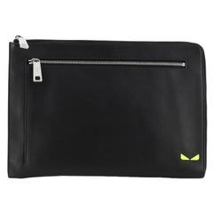 Fendi Monster Zip Pouch Leather Large