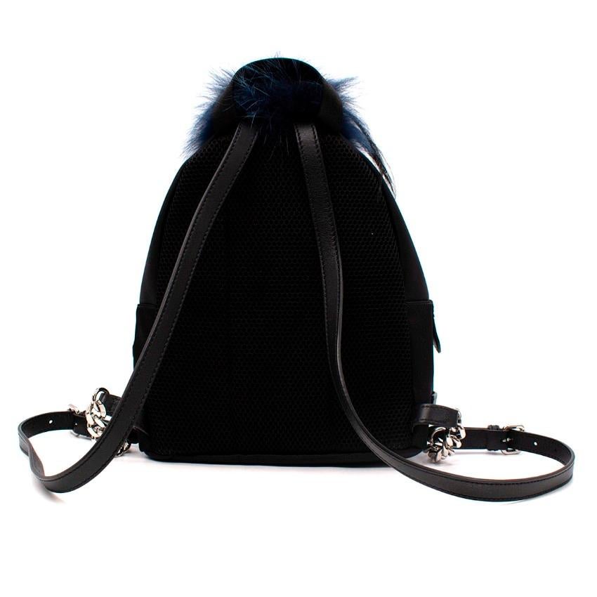 Fendi Monsters Fox-Fur Trim Twill Backpack In Excellent Condition For Sale In London, GB