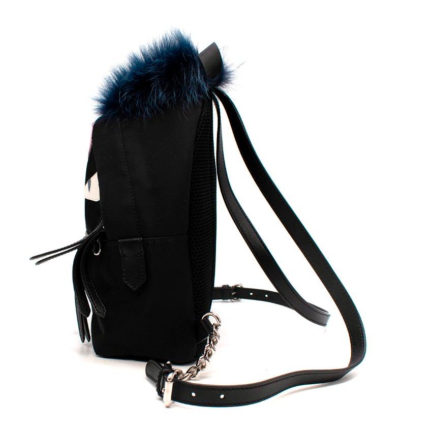 Women's Fendi Monsters Fox-Fur Trim Twill Backpack For Sale