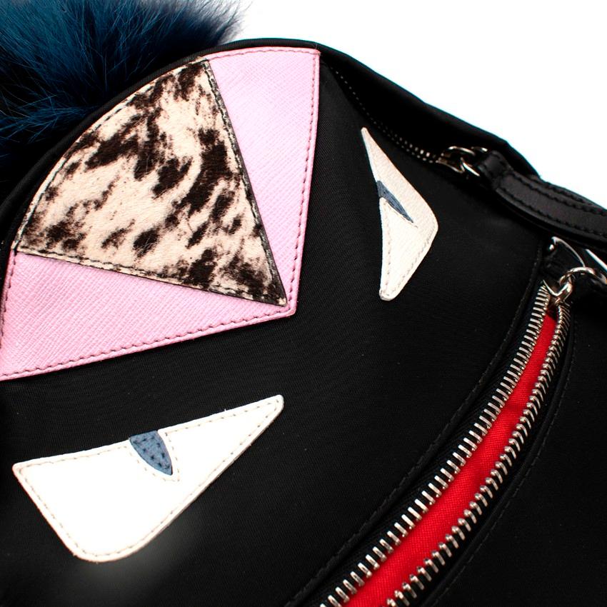 Fendi Monsters Fox-Fur Trim Twill Backpack For Sale 2