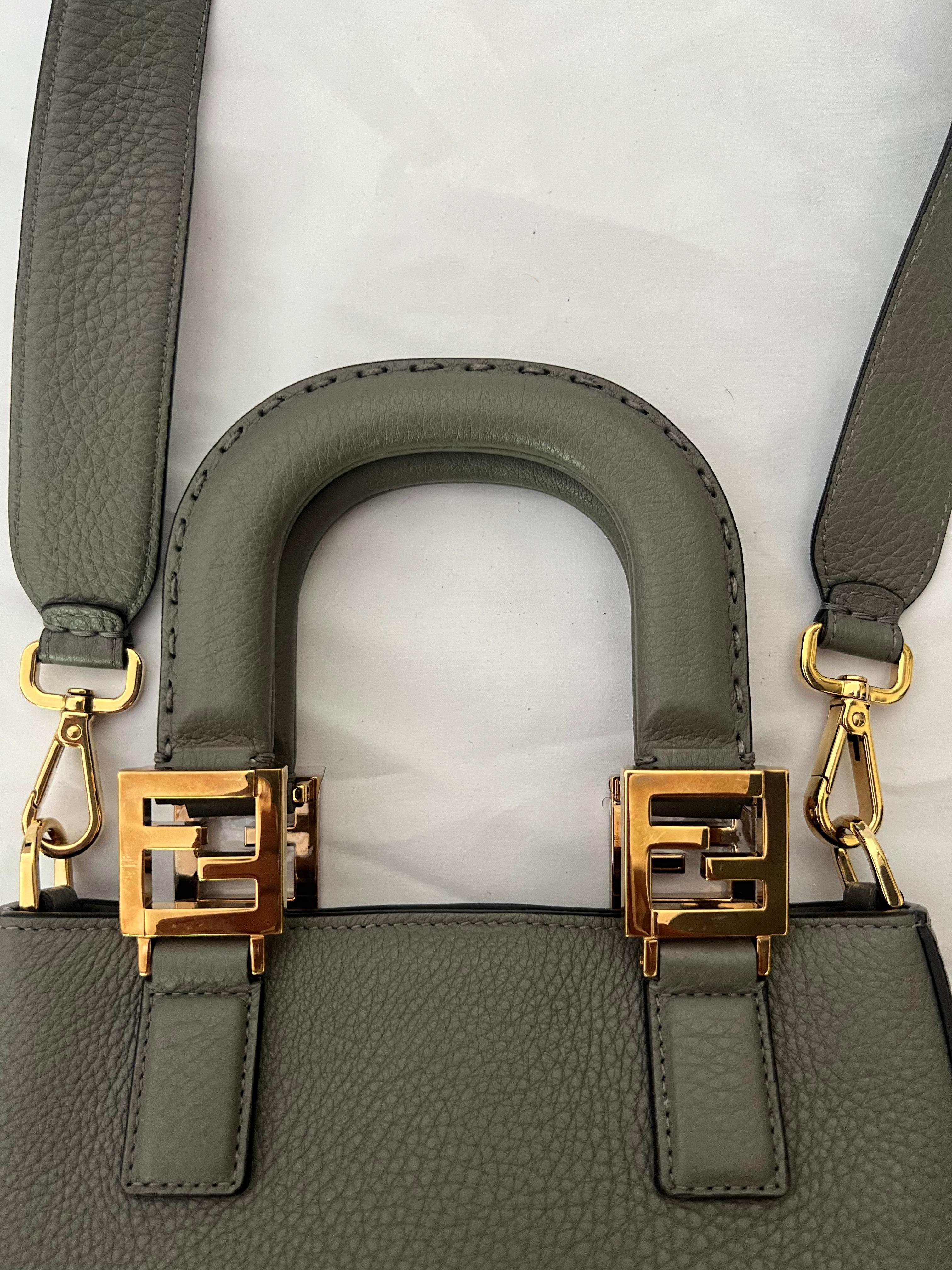 Fendi Moon Grey Leather Mini Forever Handbag  For Sale 7